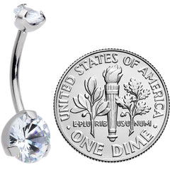 1/2 Clear CZ Gem Grade 23 Titanium Internally Threaded Belly Ring