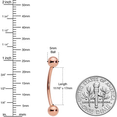 14G 5/8 Rose Gold Tone Anodized Curved Barbell