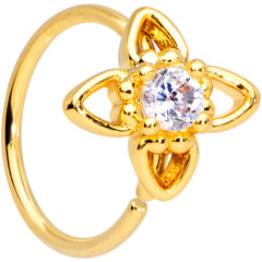 20G 5/16 Clear CZ Gem Gold Tone Open Flower Nose Hoop
