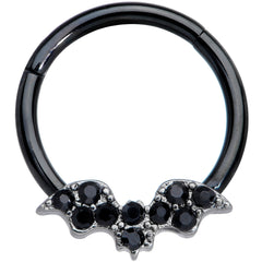 16G 3/8 Black Gem Black Plated Bat Hinged Segment Ring