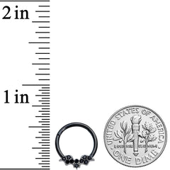 16G 3/8 Black Gem Black Plated Bat Hinged Segment Ring
