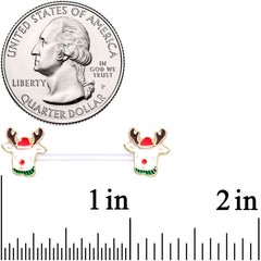 14G 9/16 Bioplast Reindeer Christmas Barbell Nipple Ring Set