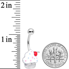 Red White Sprinkle Cherry Cupcake Belly Ring