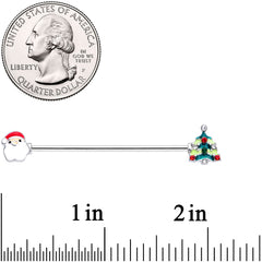 14G Red Gem Santa Christmas Tree Industrial Barbell 38mm