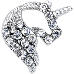 16G 1/4 Clear Gem Silhouette Unicorn Cartilage Tragus Earring