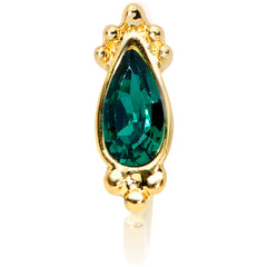 20G 5/16 Green Gem Gold Tone Teardrop Nose Hoop