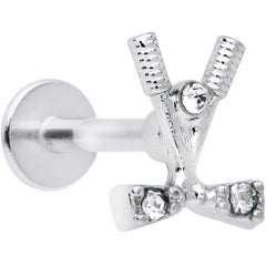 16G 5/16 Clear CZ Gem Crossed Golf Clubs Labret Monroe Tragus