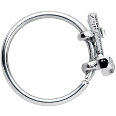 20G 5/16 Clear CZ Gem Crossed Golf Clubs Nose Hoop