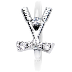 20G 5/16 Clear CZ Gem Crossed Golf Clubs Nose Hoop
