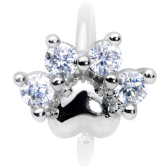 20G 5/16 Clear Gem Paw Print Cat Nose Hoop