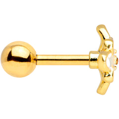 16G 1/4 Yellow Gem Gold Tone White Flower Cartilage Tragus