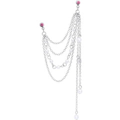 16G 1/4 Pink Gem Multiple Dangle Cartilage Chain Earring