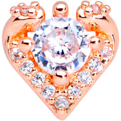 16G 1/4 Clear CZ Gem Rose Gold Tone Valentine Cartilage Tragus