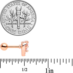 16G 1/4 Clear CZ Gem Rose Gold Tone Valentine Cartilage Tragus