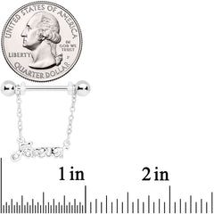 14G 1/2 Love Forever Chain Dangle Nipple Ring Set