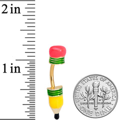 Get to Work Yellow Pencil Double Mount Belly Ring