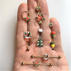 Get to Work Yellow Pencil Double Mount Belly Ring