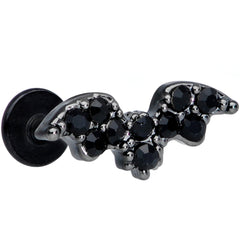 16G 5/16 Black Gem Black Bat Halloween Labret Monroe Tragus