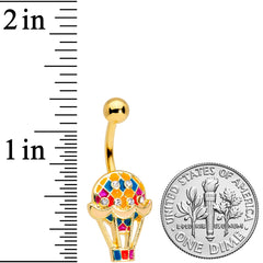 Clear Gem Gold Tone Yellow Red Hot Air Balloon Belly Ring