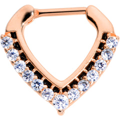 16G 5/16 Clear CZ Gem Rose Gold Tone Chevron Septum Clicker