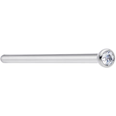 18G 3/4 Clear CZ Gem Grade 23 Titanium Fishtail Nose Ring 2mm