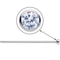 20G 3/4 Clear CZ Gem Grade 23 Titanium Fishtail Nose Ring 2mm