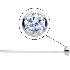 20G 3/4 Clear CZ Gem Grade 23 Titanium Fishtail Nose Ring 3mm