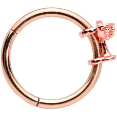 16G 3/8 Clear Gem Rose Gold Tone Cocktail New Year Septum Clicker
