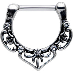 16G 5/16 Clear Gem Graceful Bows Septum Clicker