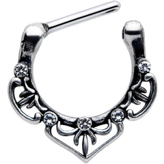 16G 5/16 Clear Gem Graceful Bows Septum Clicker