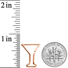 16G 5/16 Rose Gold Tone Bottoms Up Wine Glass Closure Ring