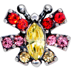16G 5/16 Red Yellow Gem Art Deco Butterfly Labret Monroe Tragus