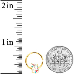 18G 3/8 Gold Tone Rainbow Unicorn Seamless Circular Ring
