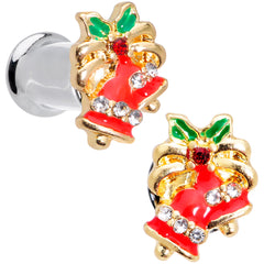 Clear Gem Holiday Bells Christmas Double Flare Plug Set