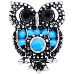 16G 1/4 Black Gem Ornate Blue Owl Cartilage Tragus Earring