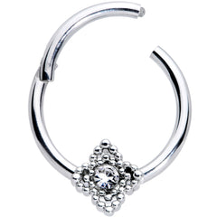16G 3/8 Clear Gem Textured Cross Septum Clicker