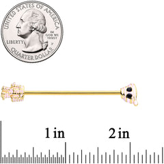 14G Black Gem Gold Tone Mummy Halloween Industrial Barbell 38mm