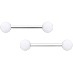 14G 9/16 Tan White Matte Barbell Nipple Ring Set of 4