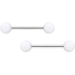 14G 9/16 Hot Pink White Matte Barbell Nipple Ring Set of 4