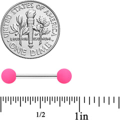 14G 9/16 Hot Pink White Matte Barbell Nipple Ring Set of 4