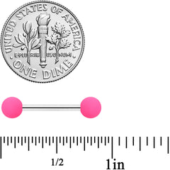 14G 9/16 Hot Pink Grey Matte Barbell Nipple Ring Set of 4