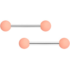 14G 9/16 Peach Matte Barbell Nipple Ring Set