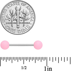 14G 9/16 Petal Pink Matte Barbell Nipple Ring Set