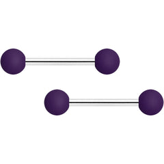 14G 9/16 Dark Purple Matte Barbell Nipple Ring Set