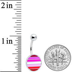 Pink Red White Lesbian Pride Flag Belly Ring
