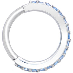 16G 5/16 Aqua CZ Gem Stainless Steel Hinged Segment Ring