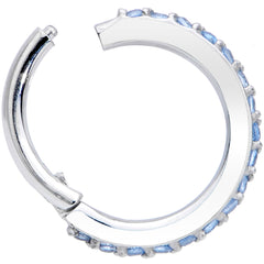 16G 5/16 Aqua CZ Gem Stainless Steel Hinged Segment Ring