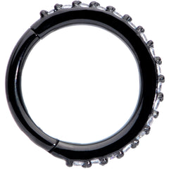 16G 5/16 Clear CZ Gem Black Plated Hinged Segment Ring