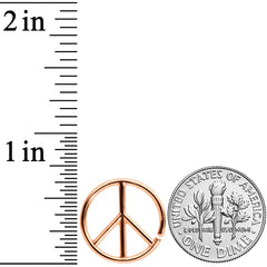 16G 1/4 Rose Gold Tone Retro Peace Sign Closure Ring