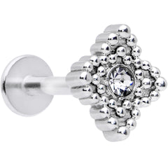 16G 5/16 Clear Gem Textured Cross Labret Monroe Tragus